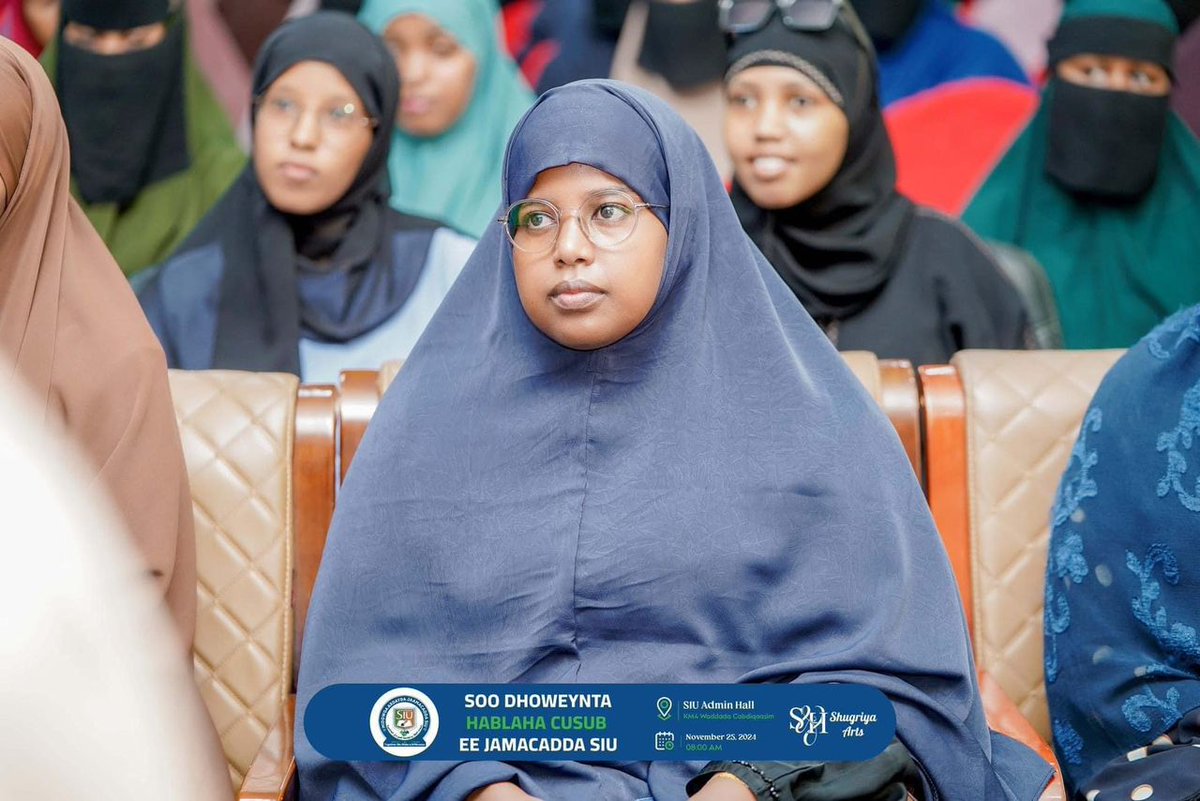 SOGHASom's tweet photo. We had an awareness session presented by Teacher Amina Abdulkadir Nor entitled "Challenges that students face in their first year of university, and tips for a successful journey".
The first year girls at SIU University benefited from this awareness session.

#SOGHA https://t.co/b6CEdMaCa9