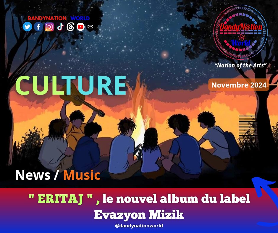 Dandynationwold's tweet photo. "Eritaj", le nouvel album du label Evazyon Mizik, fraîchement sorti depuis minuit

"Comme vous pouvez le constater,les fans sur les réseaux sociaux ne tarissent pas d'éloges sur cet opus.Entre enthousiasme et émotion, les premiers retours témoignent déjà de l'impact de cet album, https://t.co/Vbv7uCwWRy