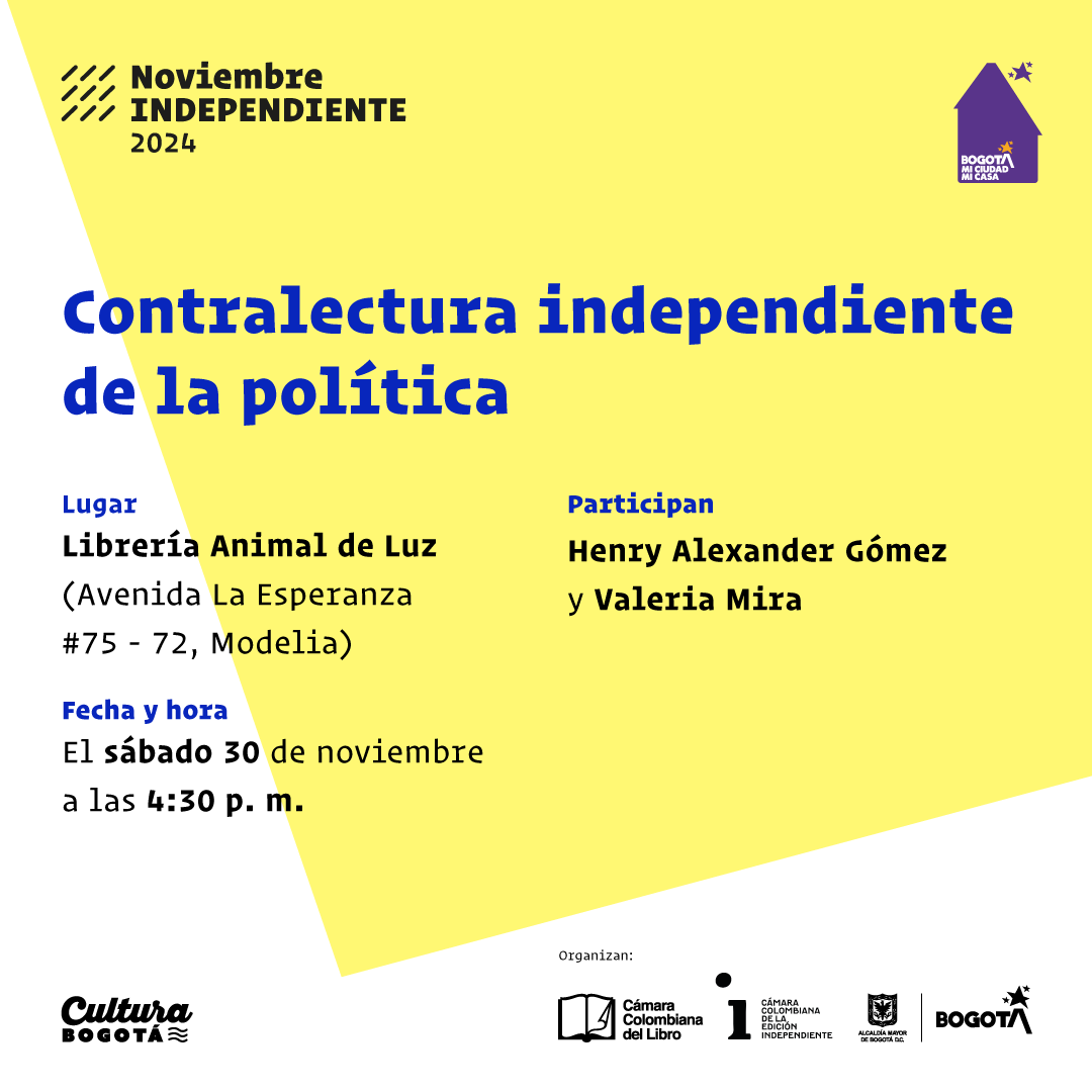 leo_independ's tweet photo. Ya casi termina la programación de #NoviembreIndependiente 🥹

Por eso no se pueden perder nuestras últimas lecturas y contralecturas! 

Prográmense y ahí nos vemos. 💫

@CamLibro @BibloRedBogota @idartes https://t.co/7CA2s8re7E