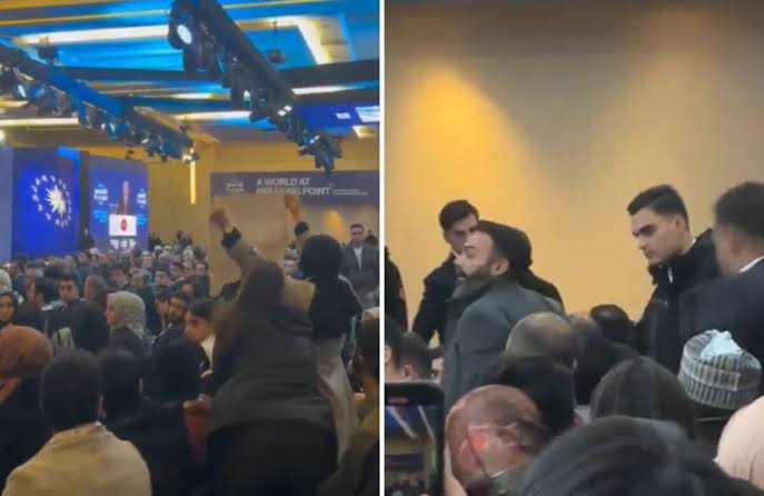 TRT WORLD FORUMDA EYLEM YAPAN KİŞİLER DERHAL SERBEST BIRAKILMALIDIR!

TRT World Forum isimli etkinlikte Cumhurbaşkanı Recep Tayyip Erdoğan'ın konuşması sırasında dinleyiciler içerisindeki bazı kişiler protesto ve eleştiri nitelikli sözler söylemiş ve bunun üzerine salondan