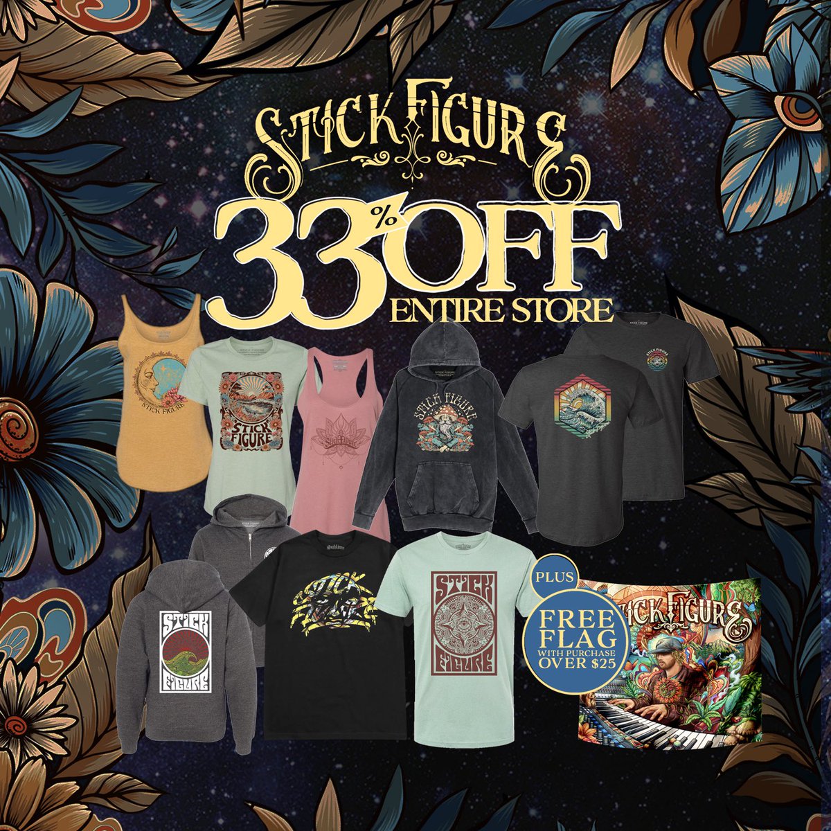 Our Black Friday sale is happening now. It’s time to treat yourself. All items are 33% off 💨 ⚡️stickfigurestore.com

In addition, spend $25 or more and receive an exclusive Stick Figure flag, free! 🎁