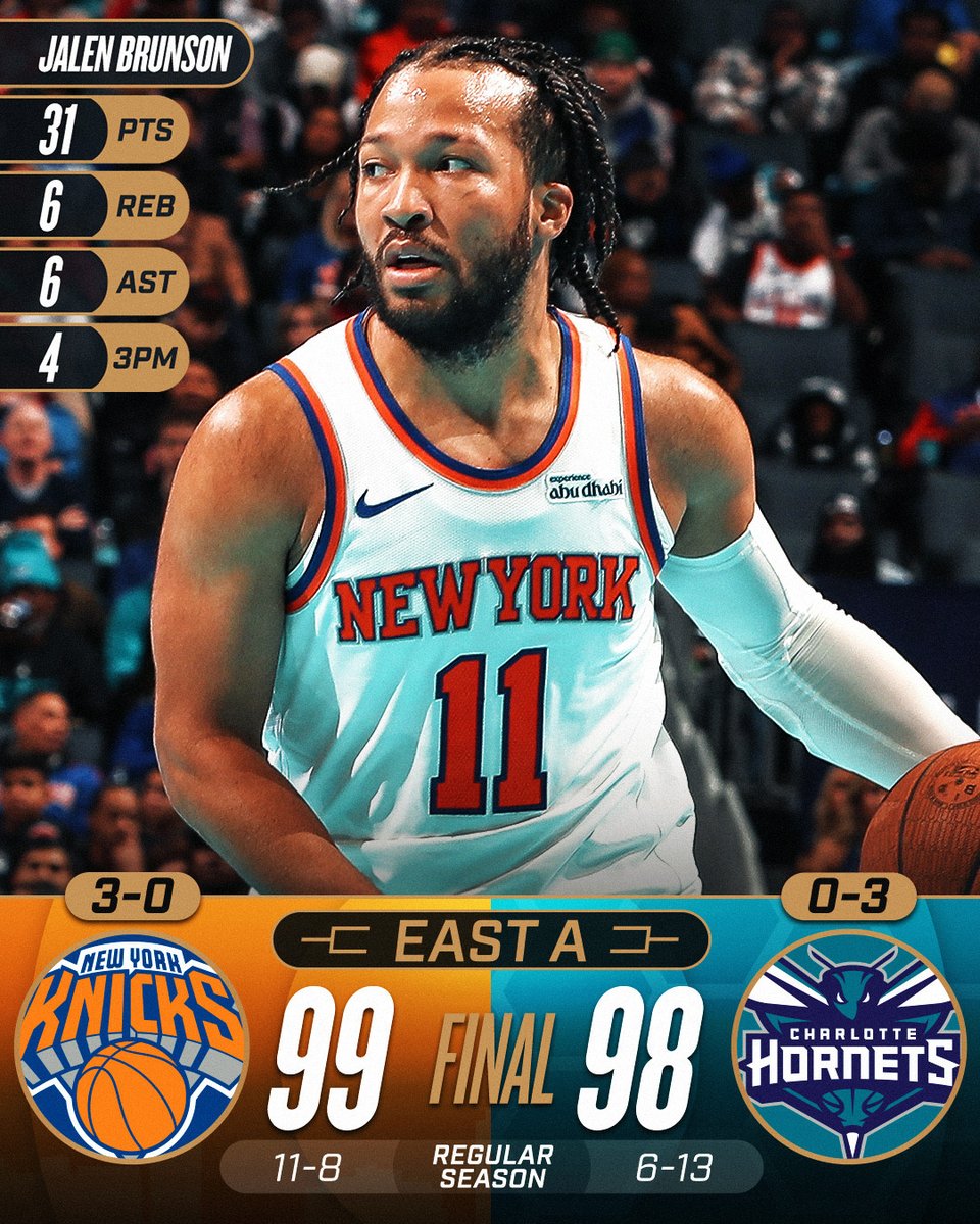 🏆 FRIDAY'S #EmiratesNBACup FINAL SCORES 🏆

Jalen Brunson has his 2nd-straight 30-PT game as the <a href="/nyknicks/">NEW YORK KNICKS</a> move to 3-0 in East Group A play!

Karl-Anthony Towns: 19 PTS, 12 REB, 5 AST, 2 BLK
Josh Hart: 13 PTS, 12 REB, 5 AST, 2 STL