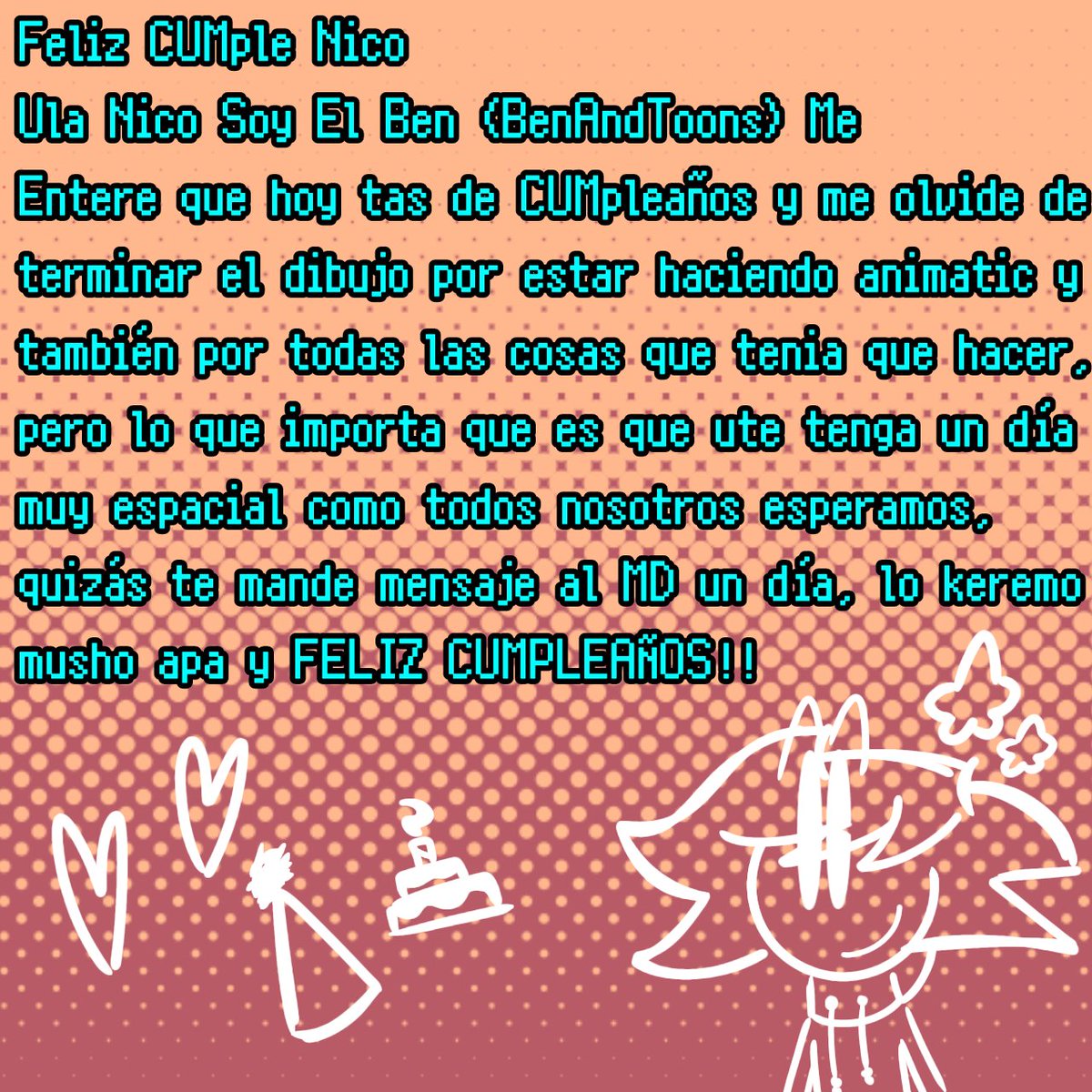 BenAndToons's tweet photo. Feliz CUMple Nico, sorry si no es mucho por ahora T~T
#Momonstar #BenAndToons #CUMple https://t.co/faDYjdmS5O