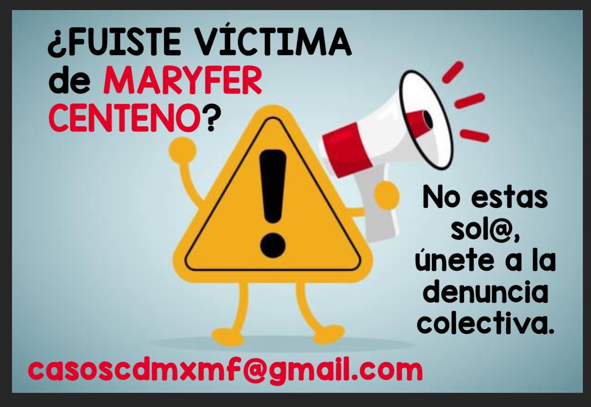 La Marla Sabrina (@lamarlasabrina) on Twitter photo Si Maryfer Centeno te violento en sus “análisis” o estudiaste en su escuela sin obtener lo que ye prometió, únete a la denuncia colectiva en su contra
Alza lo voz, no permitas que continué dañando personas inocentes 🚨
Escribe al correo casoscdmxmf@gmail.com
#NoMasCharlatanes Si Maryfer Centeno te violento en sus “análisis” o estudiaste en su escuela sin obtener lo que ye prometió, únete a la denuncia colectiva en su contra
Alza lo voz, no permitas que continué dañando personas inocentes 🚨
Escribe al correo casoscdmxmf@gmail.com
#NoMasCharlatanes