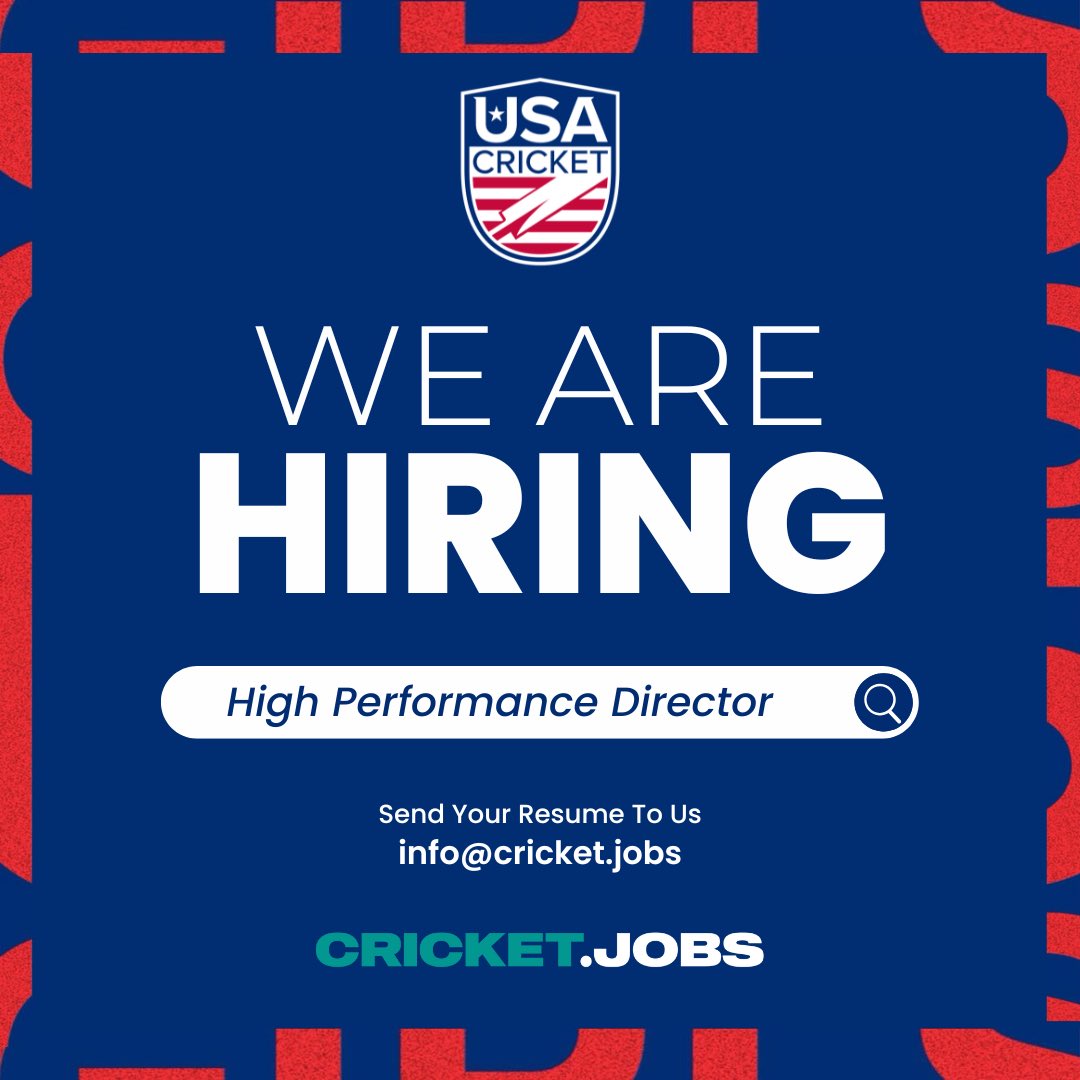 Cricket Jobs (@cricketjobs) on Twitter photo New Vacancy: USA Cricket High Performance Director πΊπΈ
<a href="/cricketjobs/">Cricket Jobs</a> will be running the recruitment for the <a href="/usacricket/">USA Cricket</a> USA Cricket High Performance Director role π New Vacancy: USA Cricket High Performance Director πΊπΈ
<a href="/cricketjobs/">Cricket Jobs</a> will be running the recruitment for the <a href="/usacricket/">USA Cricket</a> USA Cricket High Performance Director role π
