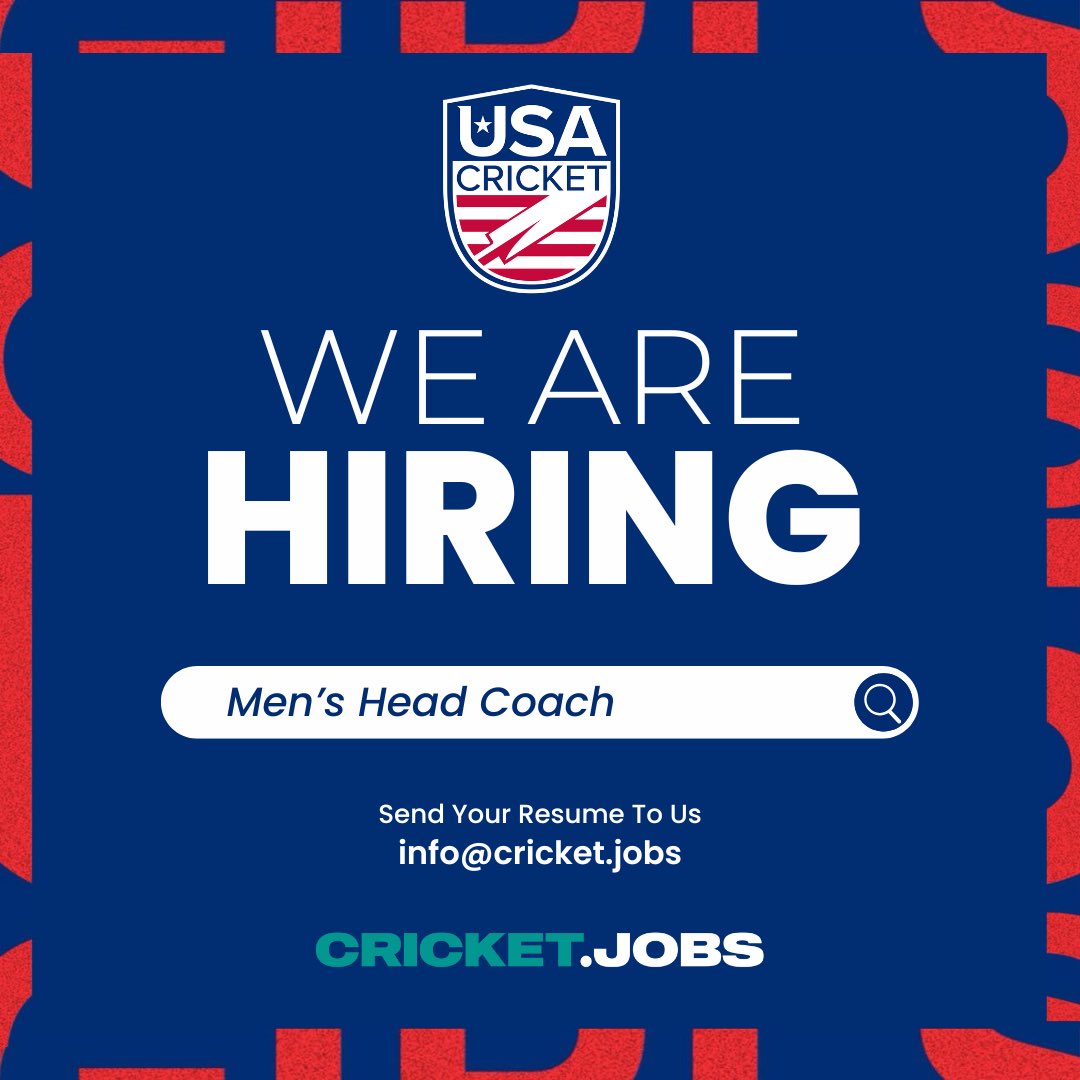 Cricket Jobs (@cricketjobs) on Twitter photo New Vacancy: USA Menβs Head Coach πΊπΈ
<a href="/cricketjobs/">Cricket Jobs</a> will be running the recruitment for the <a href="/usacricket/">USA Cricket</a> Head Coach role π New Vacancy: USA Menβs Head Coach πΊπΈ
<a href="/cricketjobs/">Cricket Jobs</a> will be running the recruitment for the <a href="/usacricket/">USA Cricket</a> Head Coach role π