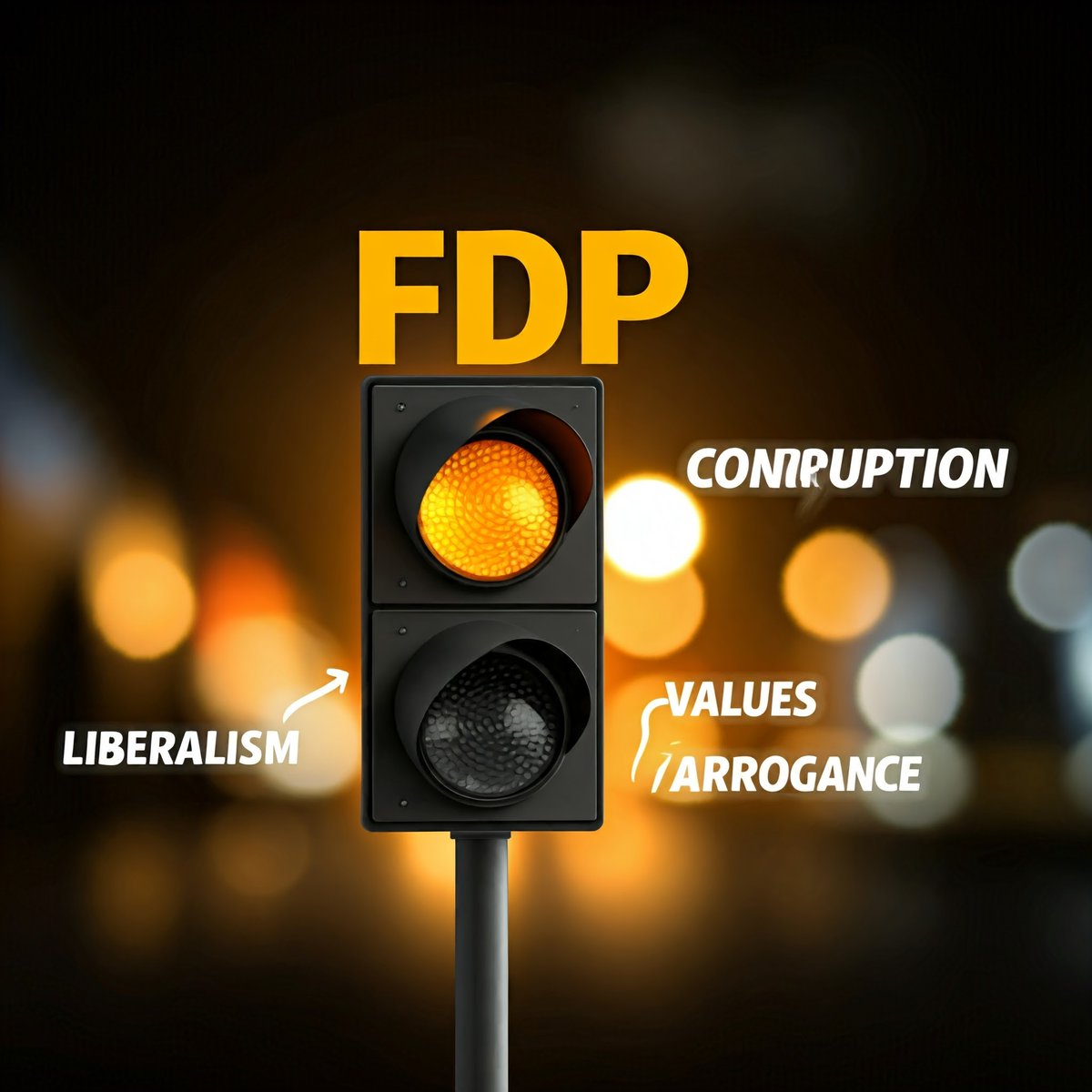 Wenn man die KI fragt: Beschreibe in einem Bild die Partei FDP mit ihren Werten und Problematiken