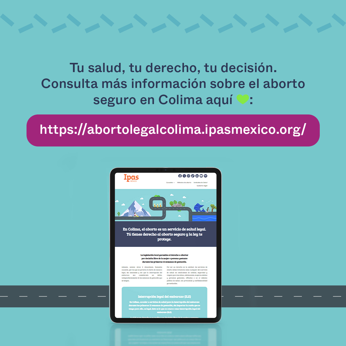 Si buscas información sobre cómo acceder al #AbortoLegal en Colima entra a abortolegalcolima.ipasmexico.org 

#EsLeyColima