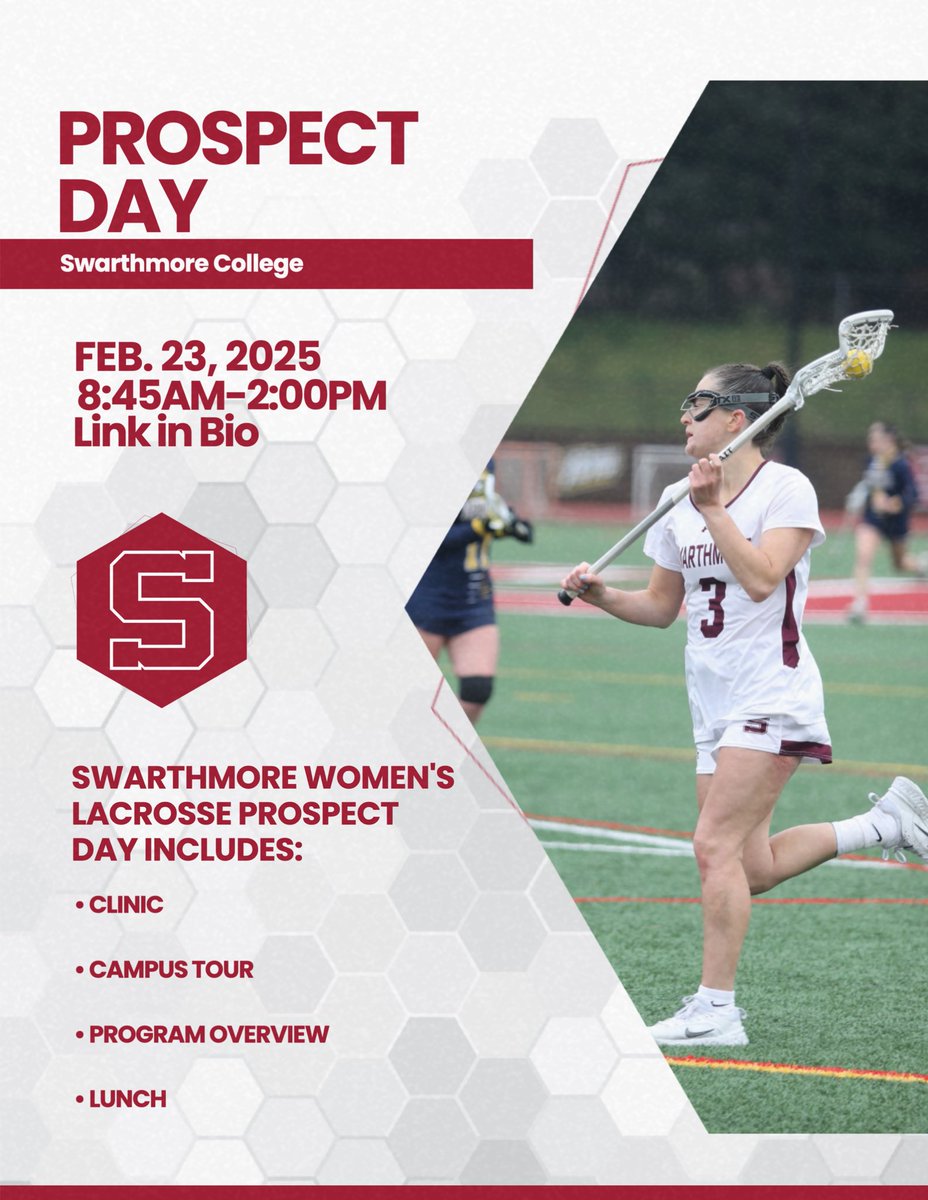 The time is finally here‼️‼️Register now for Swarthmore Women’s Lacrosse Prospect Day!! Link is in our bio

This is a great opportunity to learn more about Swarthmore Women’s lacrosse program! We look forward to seeing you there ‼️ #gogarnet