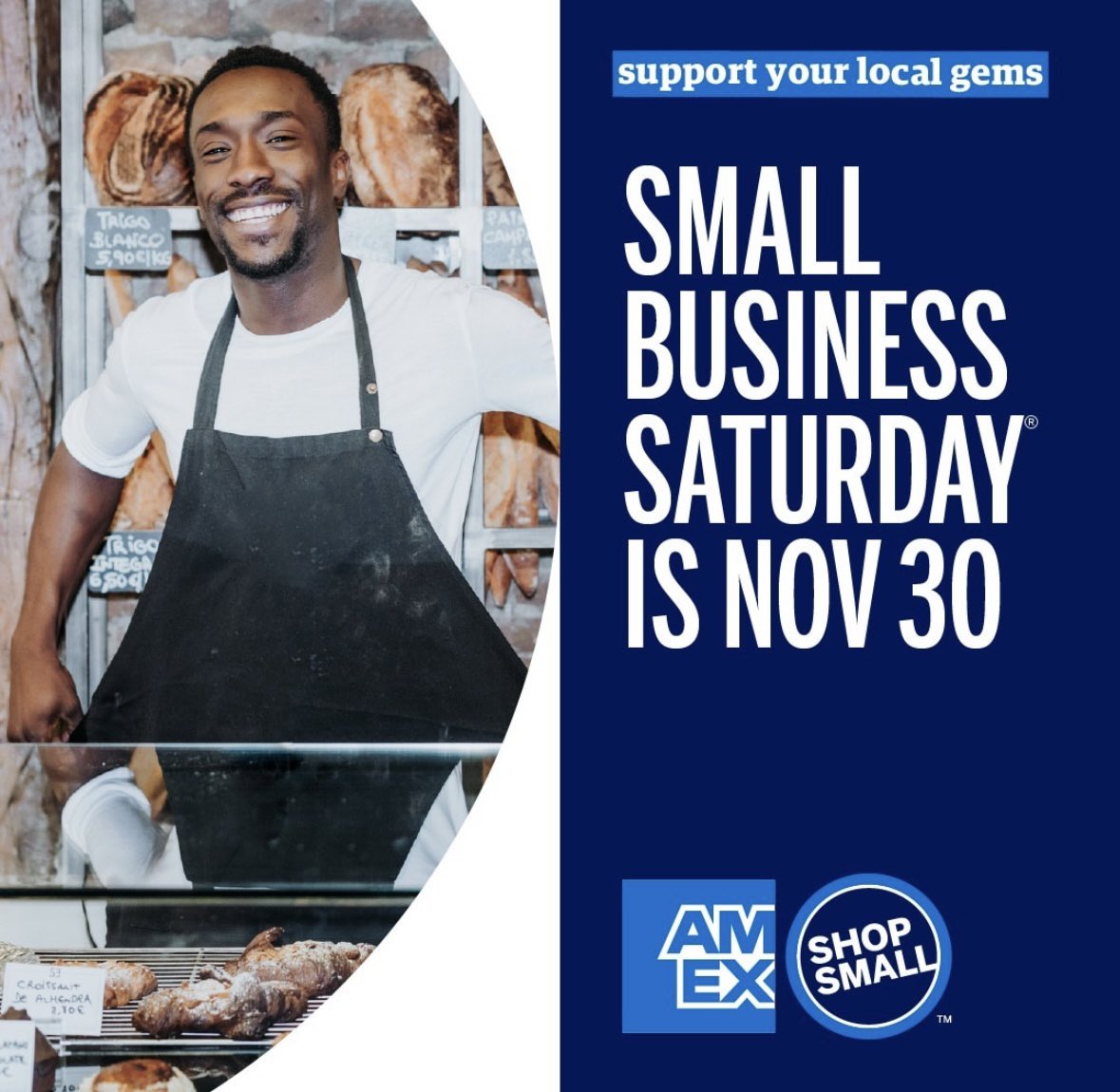 LET'S CELEBRATE THE 15TH SMALL BUSINESS SATURDAY® ON NOV 30!

In 2010, American Express  founded Small Business Saturday, and we've been championing this important day ever since. Check out the link here: https://
americanexpress.com/en-us/benefits…