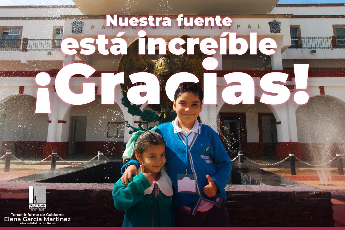 🎊✨ ¿Ya visitaron las 𝐟𝐮𝐞𝐧𝐭𝐞𝐬 𝐢𝐧𝐭𝐞𝐫𝐚𝐜𝐭𝐢𝐯𝐚𝐬 de la Plaza Cívica "Miguel Hidalgo"? Están increíbles ✨🎊

💠       Elena García       💠
𝐓𝐞𝐫𝐜𝐞𝐫 𝐈𝐧𝐟𝐨𝐫𝐦𝐞 𝐝𝐞 𝐆𝐨𝐛𝐢𝐞𝐫𝐧𝐨  #LaHonestidadDaResultados