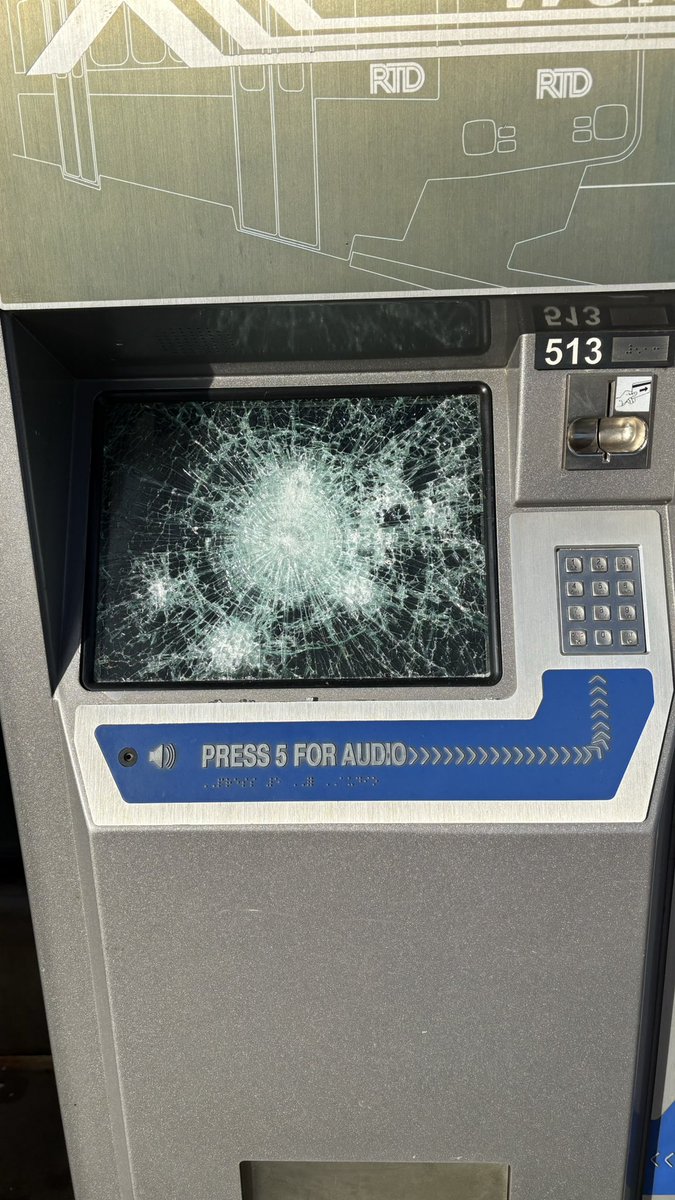 Hey <a href="/RideRTD/">RTD</a>, how is this acceptable? Your ticket machines on the platforms of *both* County Line Station and Arapahoe at Village Center Station are completely destroyed. What’s going on? Not everyone has access to a smartphone to buy tickets online. These need to be fixed ASAP!!