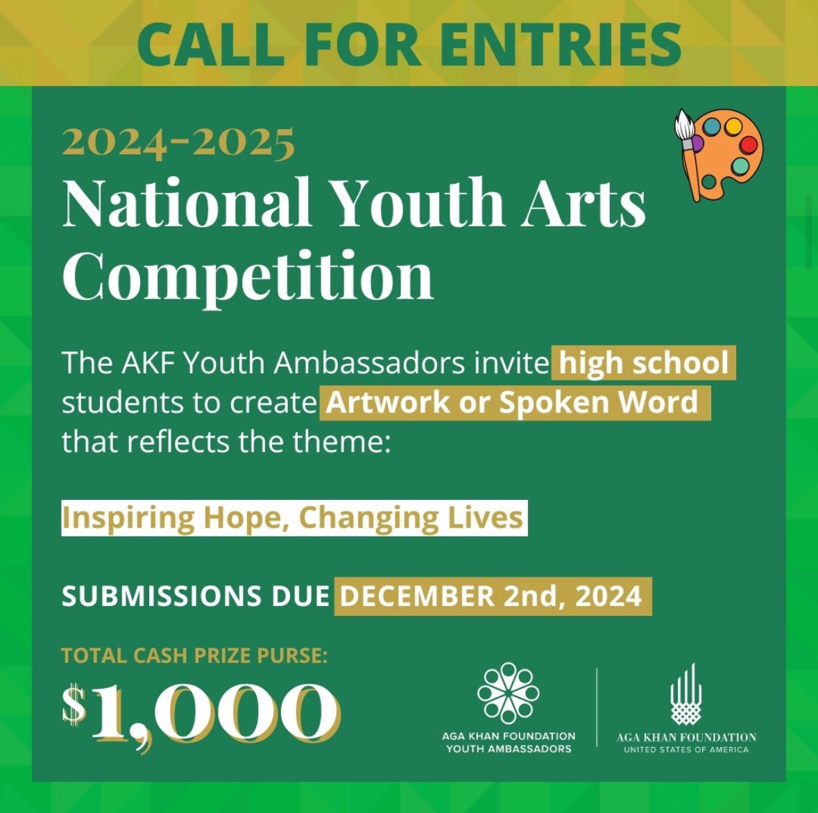 Time’s ticking, high school artists! The 2024-2025 Youth Arts Competition submissions are due in just 3 days! If you're scrambling to finish, don’t fret—there's still time to get your work in. Get it submitted before the clock runs out! Register here:  ow.ly/RIHw50UffYT.