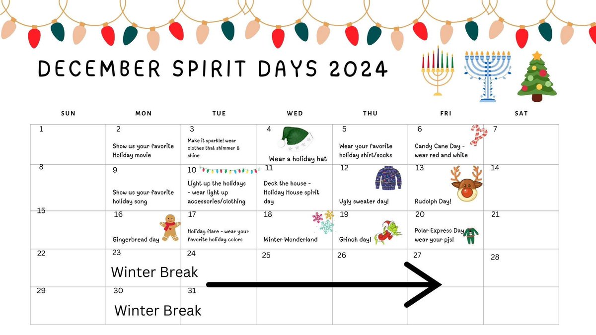 Don’t forget Monday kicks off our December spirit days!