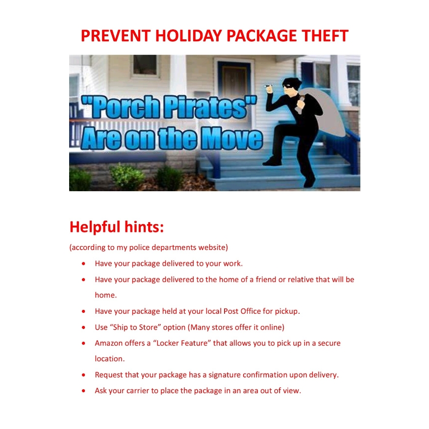 LOTOhomesGene's tweet image. Protect your packages! Here are some tips to outsmart porch pirates when ordering items to be delivered.
#porchpirate #packagetheft #homesecurity #onlineshopping