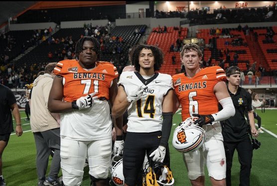 Alvarez grad Messiah Johnson of Idaho State pictured with Salinas products Emmerson Cortez  (Idaho) and Jeff Weimer