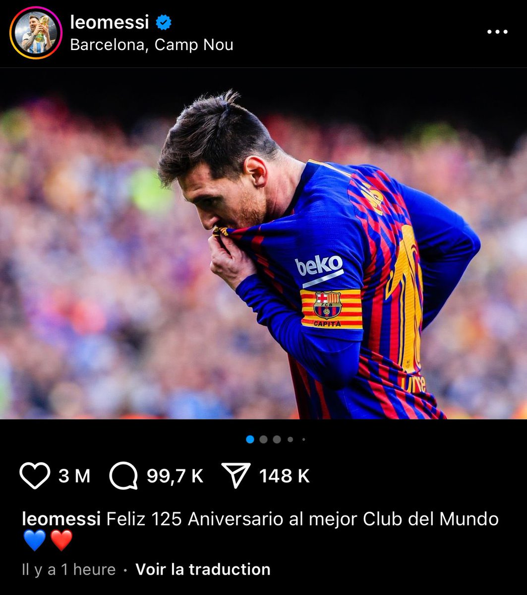 ActuFoot_'s tweet photo. Lionel Messi 🇦🇷 fête l’anniversaire au FC Barcelone :

« 𝗨𝗻 𝗷𝗼𝘆𝗲𝘂𝘅 𝟭𝟮𝟱𝗲̀𝗺𝗲 𝗮𝗻𝗻𝗶𝘃𝗲𝗿𝘀𝗮𝗶𝗿𝗲 𝗮𝘂 𝗺𝗲𝗶𝗹𝗹𝗲𝘂𝗿 𝗰𝗹𝘂𝗯 𝗱𝘂 𝗺𝗼𝗻𝗱𝗲 💙❤️ »

📲 Instagram https://t.co/m6epIXxPv8