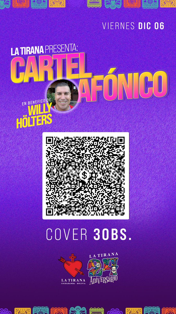 El viernes 6 en La Tirana, tocamos a beneficio de nuestro hermano del alma el Loquito Hölters, no falten 🤘