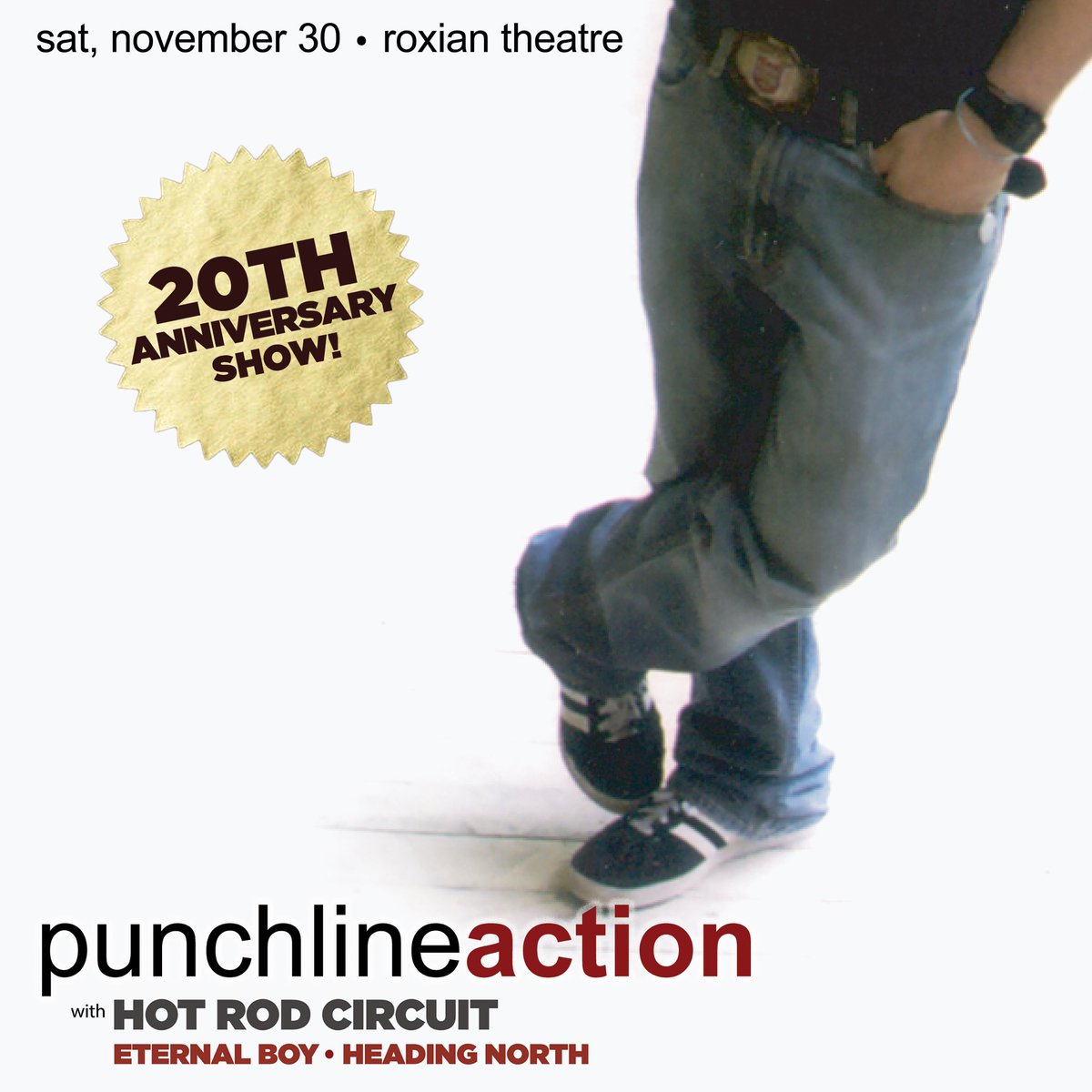 🟡PITTSBURGH⚫️

We are home tomorrow (11/30) at the Roxian, celebrating Punchline’s landmark album, “Action.” 

Also playing are Hod Rod Circuit and Heading North. Let’s. Go.

🎟️: eternalboymusic.com