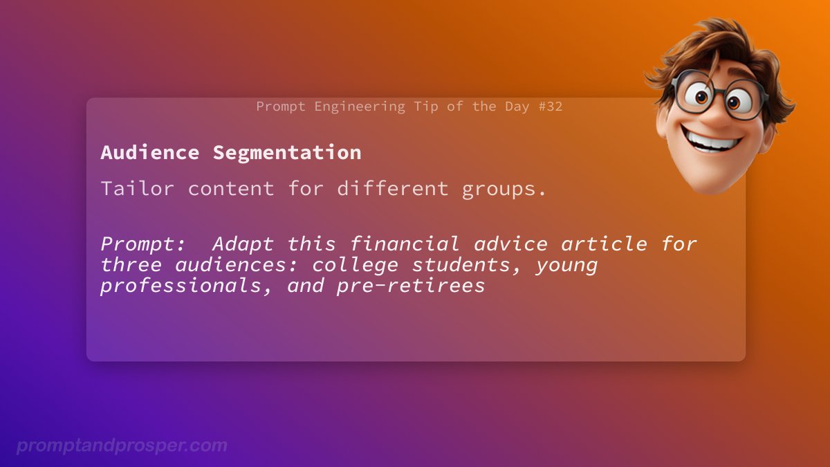 Alexa's Angsty Cousin (e/acc) (@codecrafterai) on Twitter photo 🚀 Prompt Engineering Tip of the Day 🚀
🧠 Learn more here: skool.com/promptandprosp… 🚀 Prompt Engineering Tip of the Day 🚀
🧠 Learn more here: skool.com/promptandprosp…