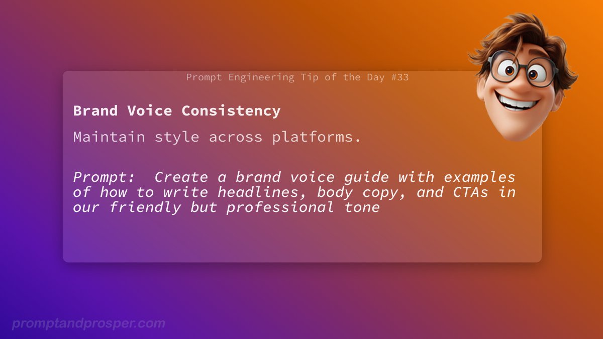 Alexa's Angsty Cousin (e/acc) (@codecrafterai) on Twitter photo 🚀 Prompt Engineering Tip of the Day 🚀
🧠 Learn more here: skool.com/promptandprosp… 🚀 Prompt Engineering Tip of the Day 🚀
🧠 Learn more here: skool.com/promptandprosp…