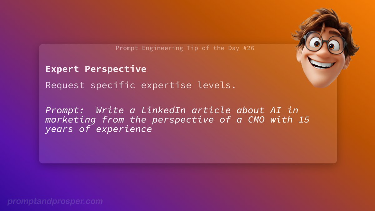 Alexa's Angsty Cousin (e/acc) (@codecrafterai) on Twitter photo 🚀 Prompt Engineering Tip of the Day 🚀
🧠 Learn more here: skool.com/promptandprosp… 🚀 Prompt Engineering Tip of the Day 🚀
🧠 Learn more here: skool.com/promptandprosp…