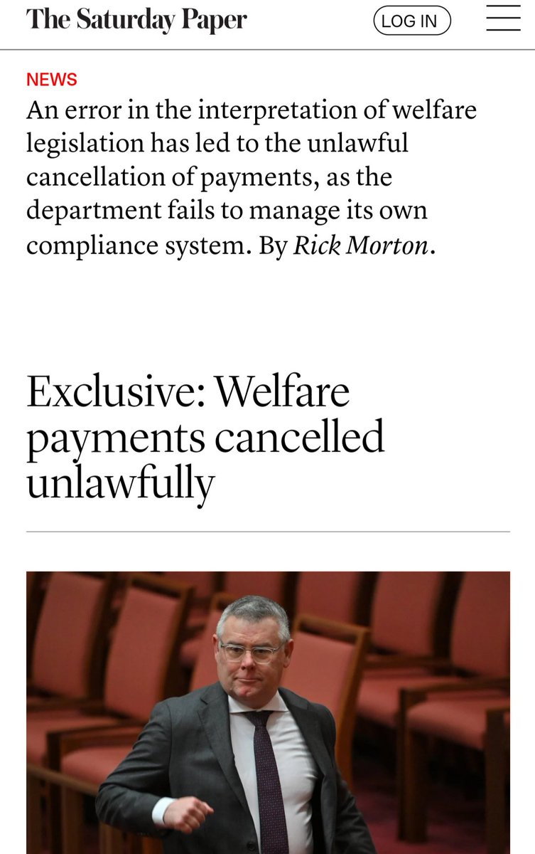 Huge new scandal in the mutual obligations system: the Department has been automatically cancelling jobseekers' payments unlawfully thesaturdaypaper.com.au/news/law-crime…