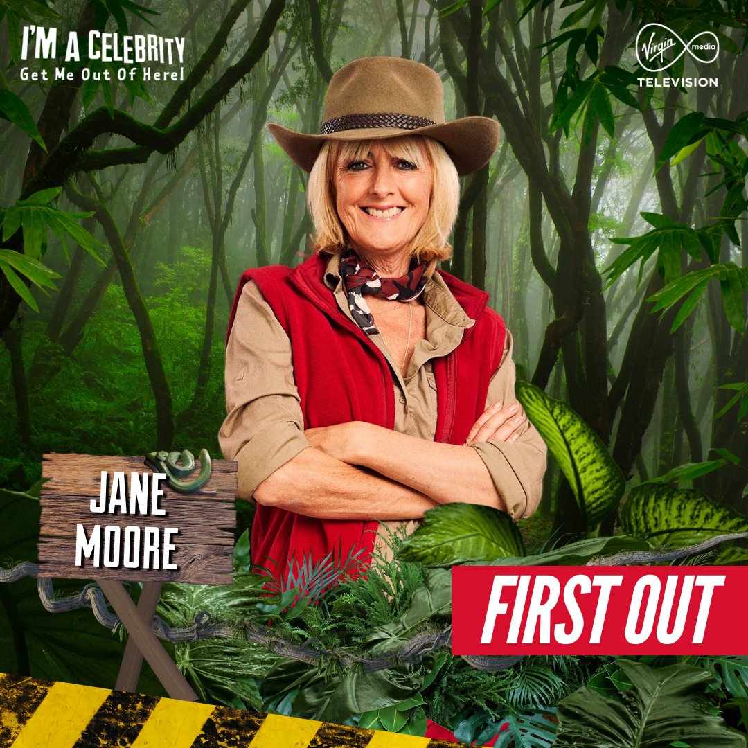 VirginMedia_TV's tweet photo. Jane is the first celebrity to leave the jungle this year! 

I'm a Celebrity... Get Me Out of Here! Continues Tomorrow at 9pm on Virgin Media Play &amp; Virgin Media One 🖥️

#ImACeleb #JaneMoore https://t.co/Fkg0jREV1E