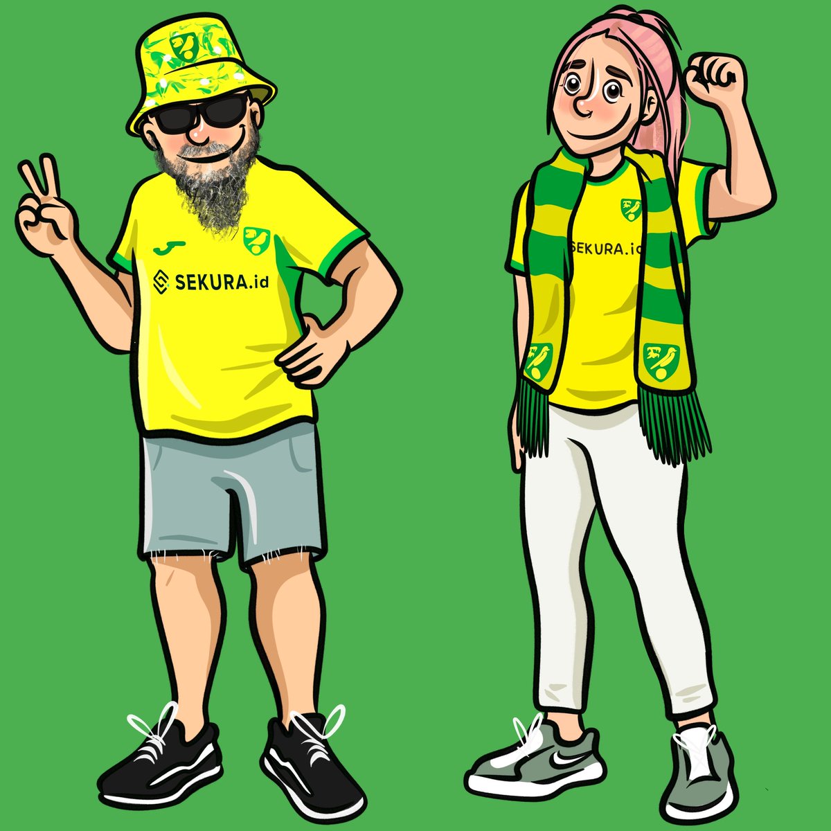 This week, I received copies of the original artwork created by <a href="/AFTAStudios/">AFTA Studios</a> for the <a href="/FAWNL/">FA Women's National League</a> supporters guide. 
Immortalised in cartoon form 💛💚
<a href="/WeAreTheFSA/">The FSA</a> 
#fawnl #ncfc #ncwfc #ncwsc