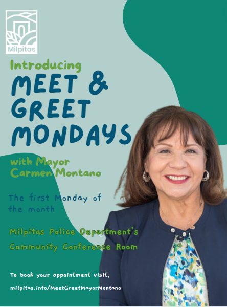 MilpitasCityGov's tweet image. Do you want to share your thoughts with Mayor Montano? You have the opportunity to introduce yourself and say hello, ask questions, provide suggestions, or simply discuss why Milpitas is best in class. Schedule your meet and greet with the Mayor here: milpitas.info/MeetGreetMayor…
