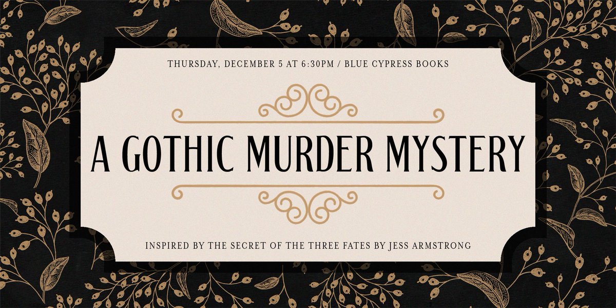 BlueCypressBook's tweet photo. We're less than a week away from our next Murder Mystery Party!
Get your tickets now.

https://t.co/NP9t423WCo https://t.co/BADfrTHXeX