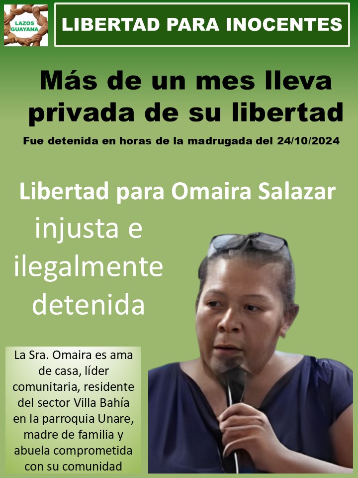 Omaira también es un presa política, 
que debe estar en libertad junto a todos los presos políticos víctimas de la autocracia... 
#LibertadParaOmairaYa