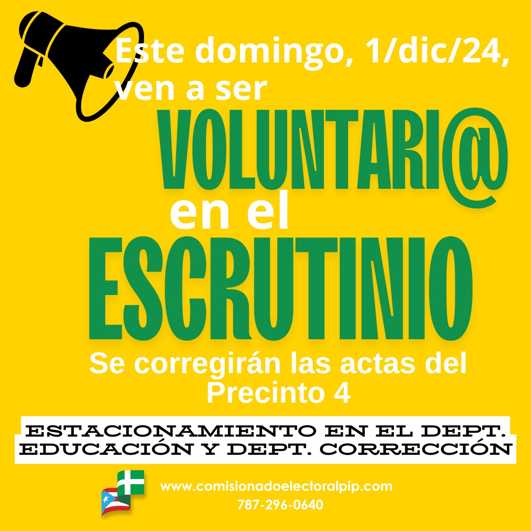 Llégale este domingo 1 de diciembre a partir de las 8 am.  Puede ser un día decisivo para los distritos representativos 2, 3 y 4 de San Juan.