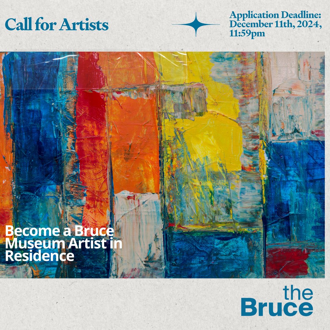 Calling all creatives! Apply now to become the next Bruce Museum Artist-in-Residence! This six-month residency (Feb-Aug 2025) offers studio space, a $26k stipend, material reimbursements, and a chance to engage with our community. Deadline: Dec. 11, 2024 

brucemuseum.org/discover/bruce…