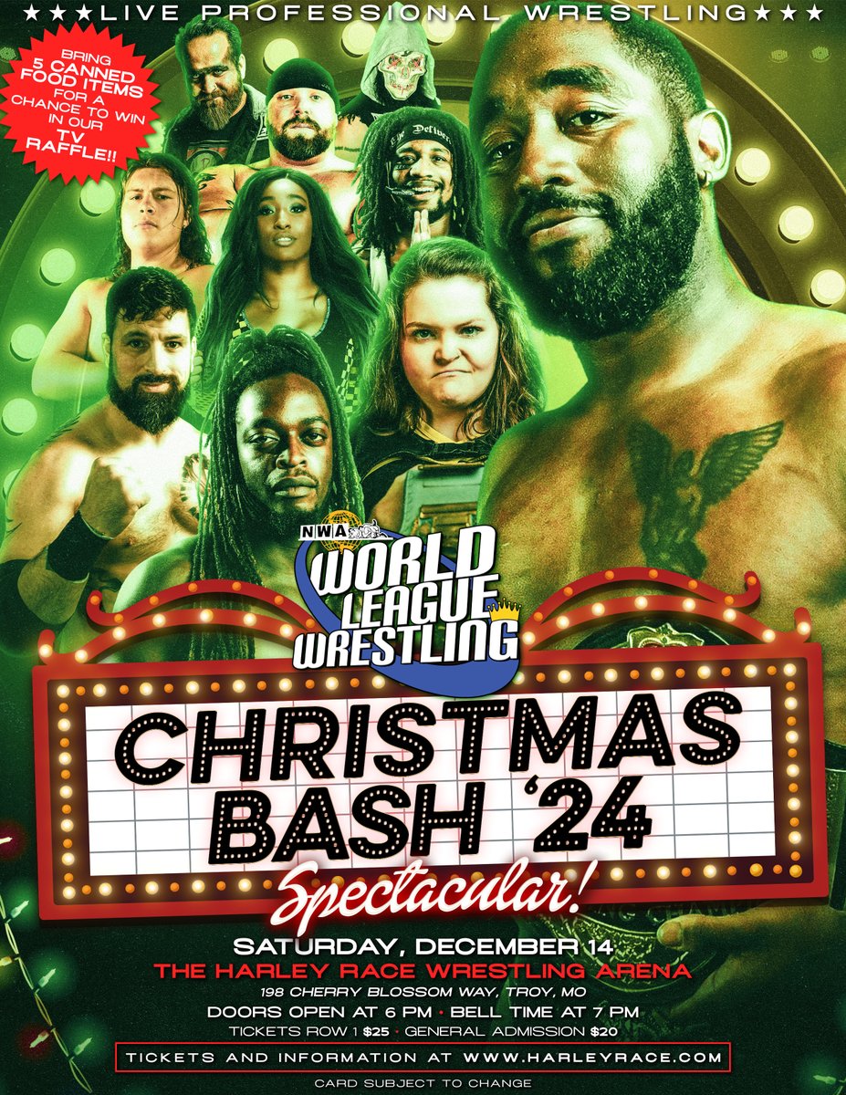 worldleaguewlw's tweet photo. Row 1 tickets are sold out for December 14th's Christmas Bash Spectacular! Be sure to get your tickets for this event before its totally sold out!

🎟️ - https://t.co/t330U9KK4a https://t.co/CsClqjV4CB
