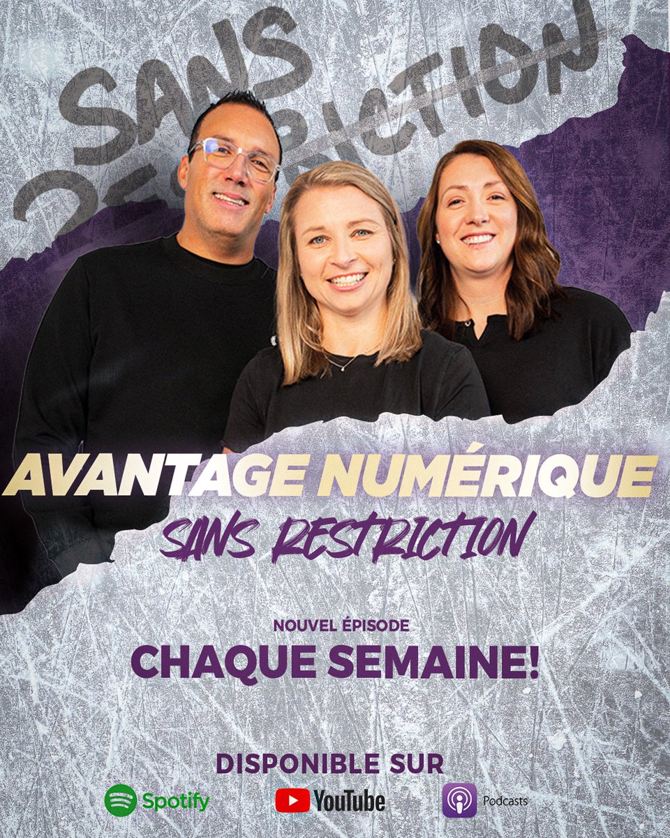 Très content de vous annoncer que je serai à l’animation d’un nouveau balado!

Chaque semaine, en compagnie des hockeyeuses Ann-Sophie Bettez et Kim Deschênes, je parlerai de hockey féminin.

Sans Restriction Avantage Numérique, ça commence demain! 

C’est un rendez-vous!
