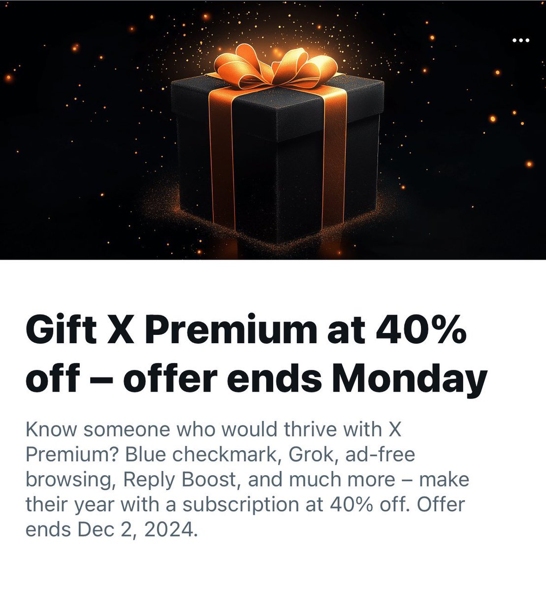 This Black Friday 

I’ll giving “Gift X premium” to 5 followers.

Like, follow &amp; Rt 🚀