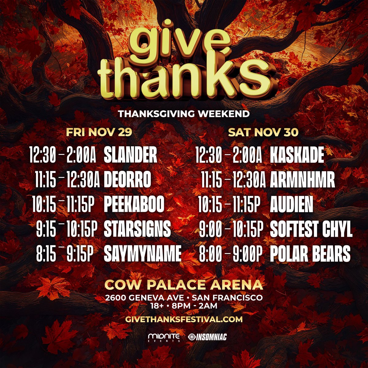 GiveThanksFest's tweet photo. TONIGHT is the night! 🍁🙌✨ Doors open at 8pm. Limited tickets will be available at the door. https://t.co/ZOwCv2hLHO https://t.co/a2YoGW9plu