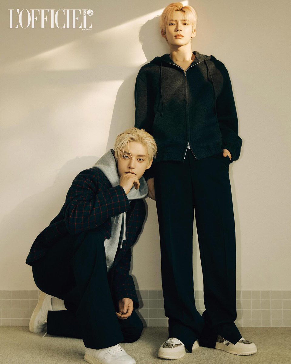 singhanbin's tweet image. See the cover of ZB1’s 2024 winter special, which is exclusive to L’Officiel YK Edition! Combining lettered hoodies, brand shirts, and blousons, Jiwoong Hyung, Gunwook, and I flaunt trendy, casual Gucci styles.