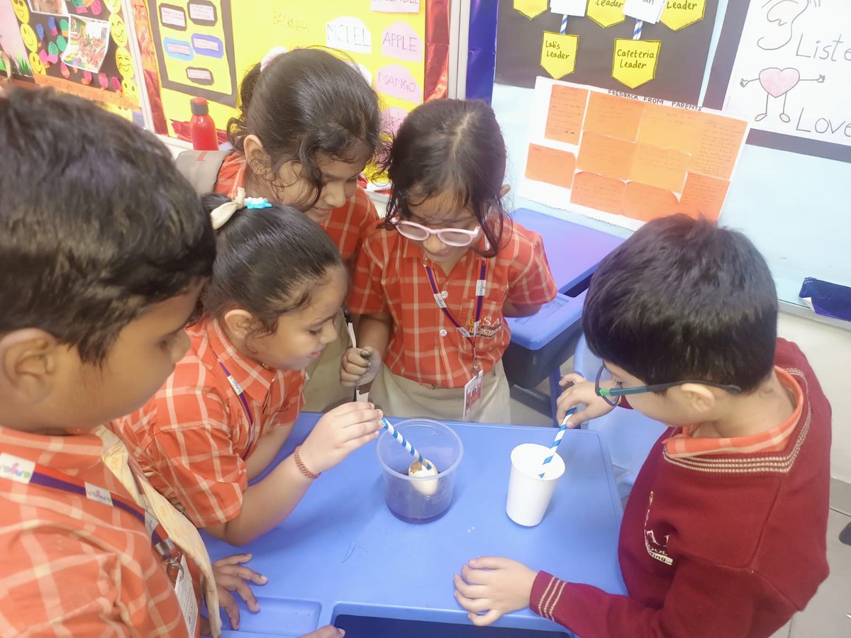 SAI_Edu_In's tweet image. On November 26, 2024, Class I SAIoneers explored dental health through a creative eggshell experiment. Observing how eggshells, similar to tooth enamel, reacted to sugary liquids, they gained hands-on insights into the effects of sugary drinks on teeth. 
#CambridgeLearning