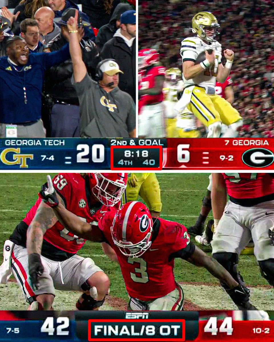 GEORGIA WINS A THRILLER IN 8OT 😱 

A COMEBACK FOR THE AGES BETWEEN THE HEDGES‼️