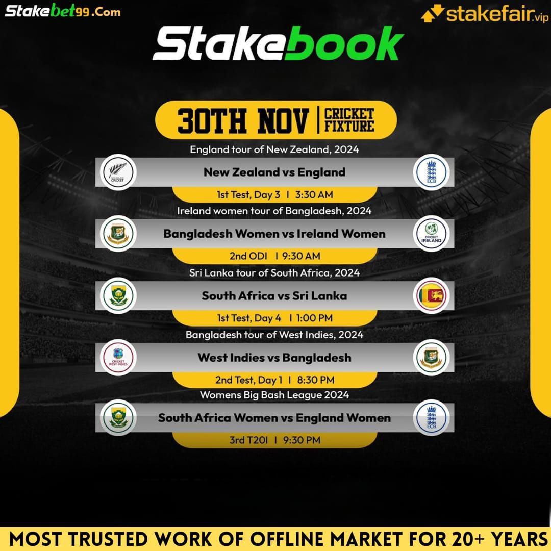 Cricket___07's tweet photo. ๐ Cricket Fixtures - 30th November 2024 ๐
Get ready for an action-packed day of cricket!
Play on https://t.co/zRPUnKNBU9 and https://t.co/eRhr6ynFXw
#Cricket #CricketFixtures #November30 #CricketFans #Stakebook #Stakefair #CricketTips https://t.co/GcgaWpIrnM