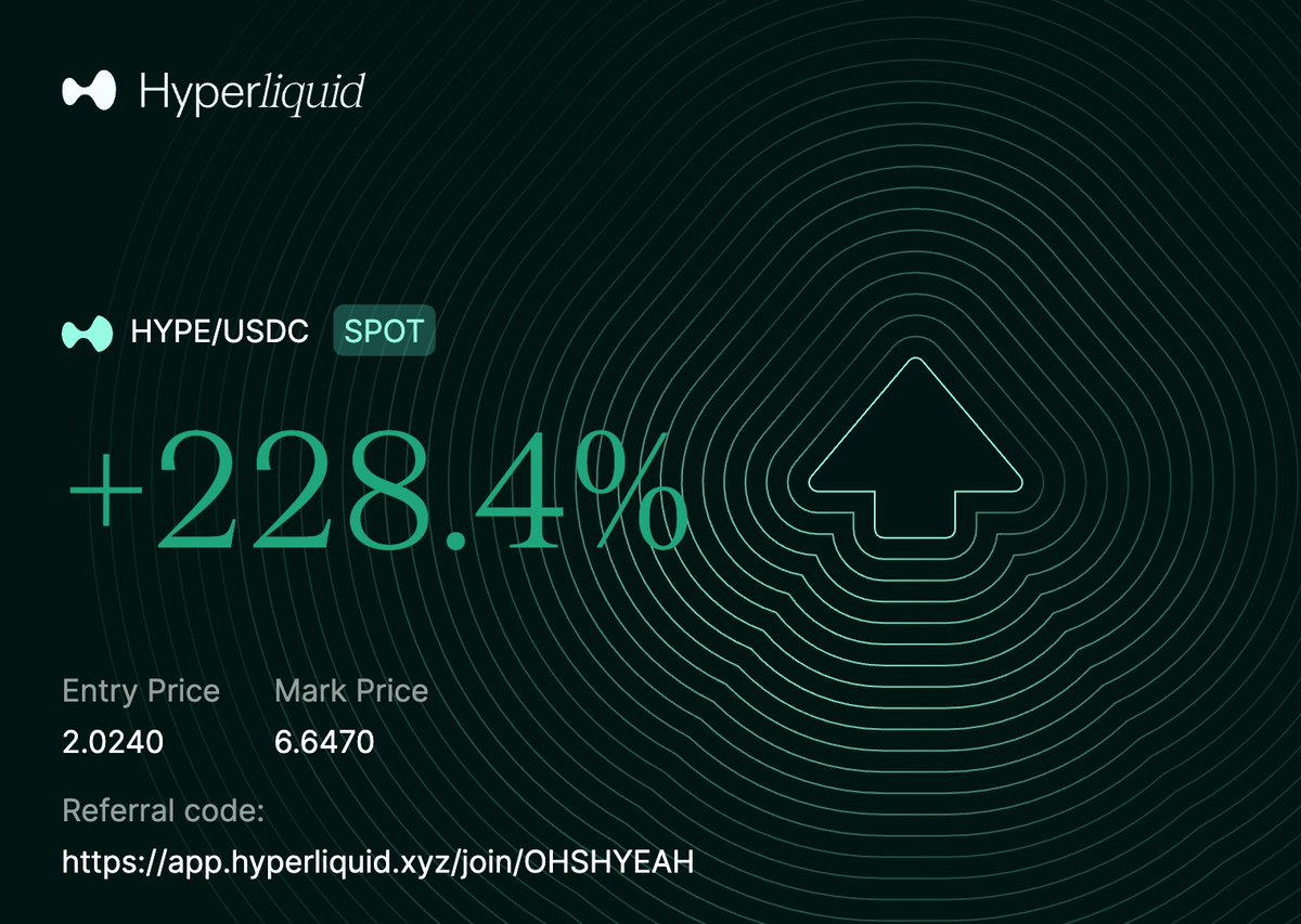 Definitwit ๐ธ (@definitwit) on Twitter photo Trade $HYPE/USDC seamlessly on <a href="/HyperliquidX/">Hyperliquid</a> using my referral code app.hyperliquid.xyz/join/OHSHYEAH Trade $HYPE/USDC seamlessly on <a href="/HyperliquidX/">Hyperliquid</a> using my referral code app.hyperliquid.xyz/join/OHSHYEAH