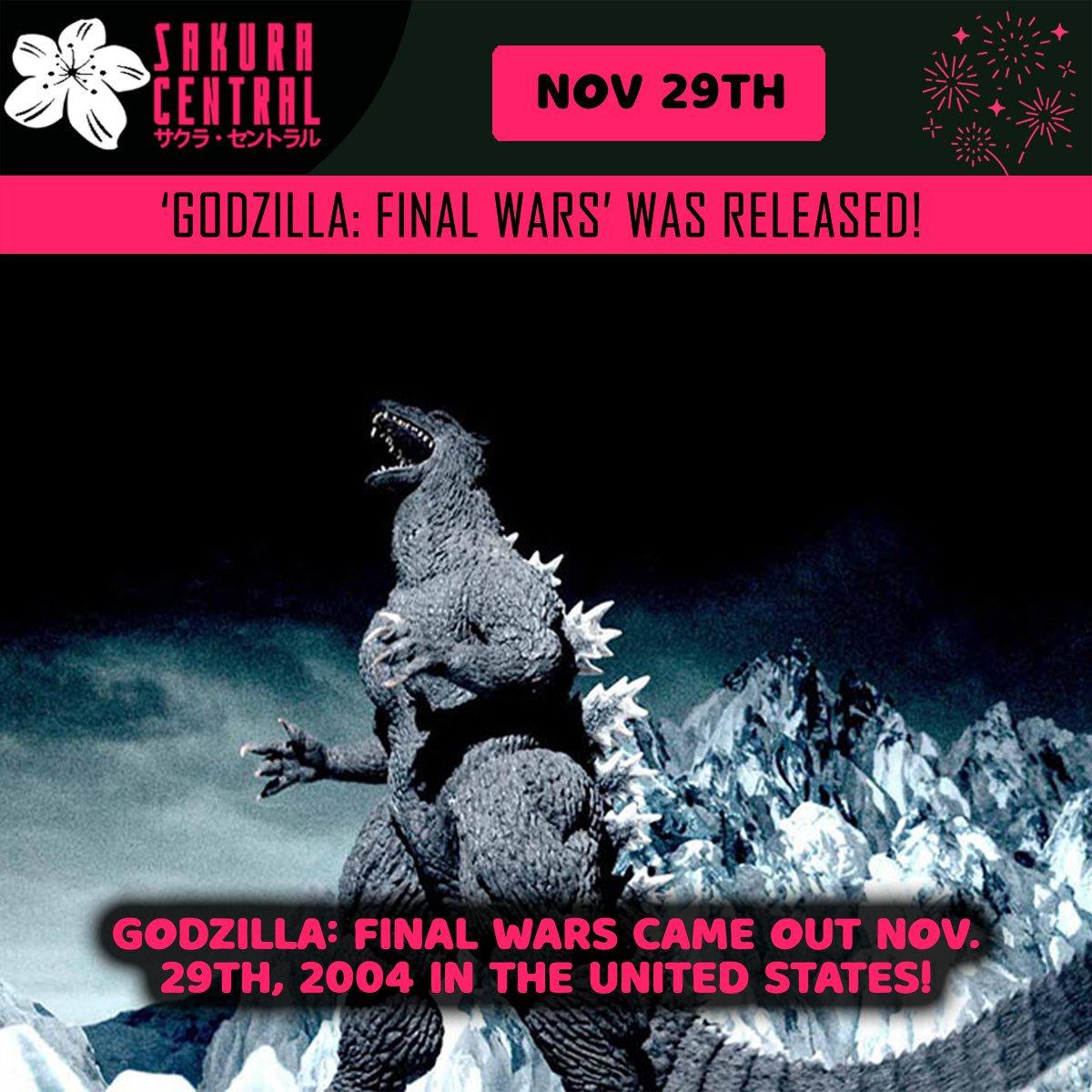 _sakura_central's tweet photo. On Nov. 29th 2004, Godzilla: Final Wars was released in the United States! Directed by Ryuhei Kitamura this movie is what concludes the millennium Godzilla era!
#RyuheiKitamura #godzillafinalwars #godzilla #ゴジラ #kaiju #allhailtheking #sccelebration #sakuracentral https://t.co/l99kaRuyO4