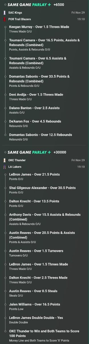 Parlay2tail's tweet image. Last two games of the night if you want a Hail Mary parlay her you go and good 🤞 
(At your own risk)
👇👇👇👇