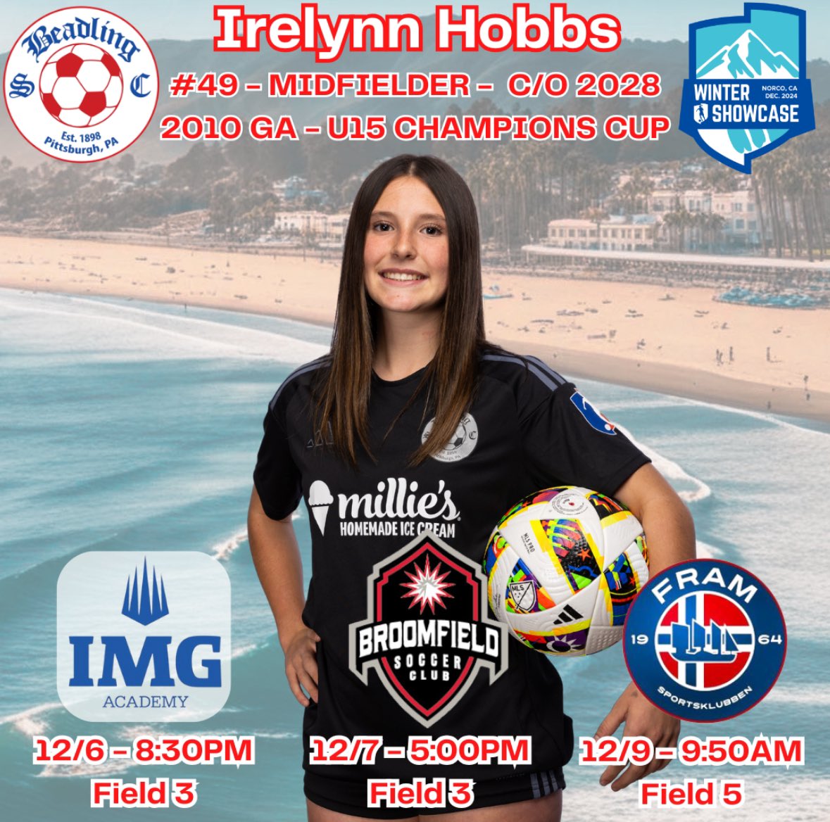 Excited to compete at the <a href="/GAcademyLeague/">Girls Academy</a> champions cup with <a href="/Beadling10GA/">Beadling 2010 GA</a>. Check out my schedule below: