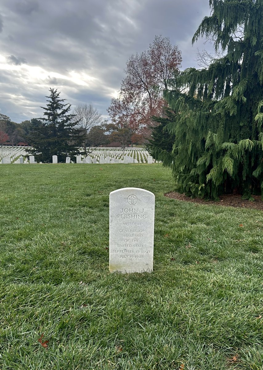 Today I had the honor of visiting the grave of John J. Pershing, General of the Armies and leader of the American Expeditionary Force during the First World War. His headstone sits in a small clearing, in a quiet section of the Arlington National Cemetery. #WW1 #Arlington #USArmy