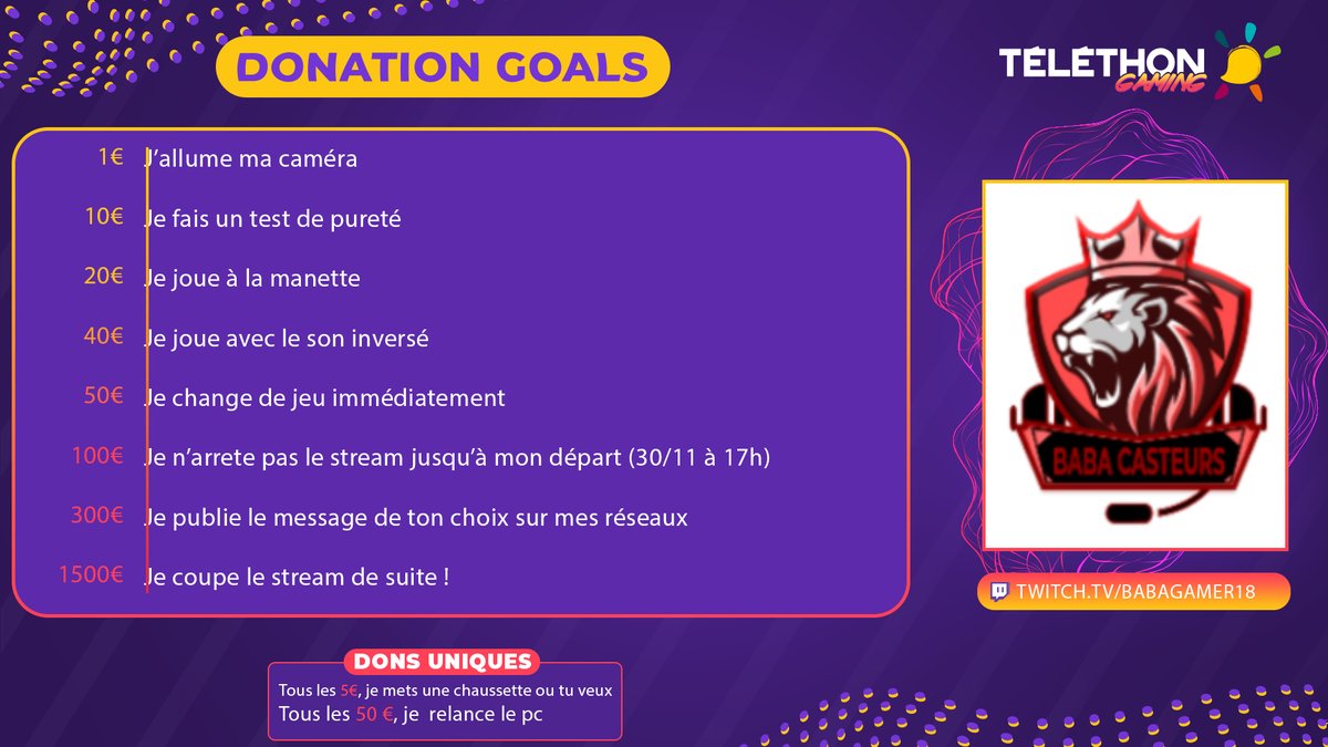 TELETHON GAMING!  @GamingTelethon 

Breaking news! 

100€ viennent de pop dans mon donation goal! si vous avez suivi  nous allons passer la nuit ensemble! 

Venez donnez votre force! 
twitch.tv/babagamer18
Nous avons battu notre record de l'année précédente!