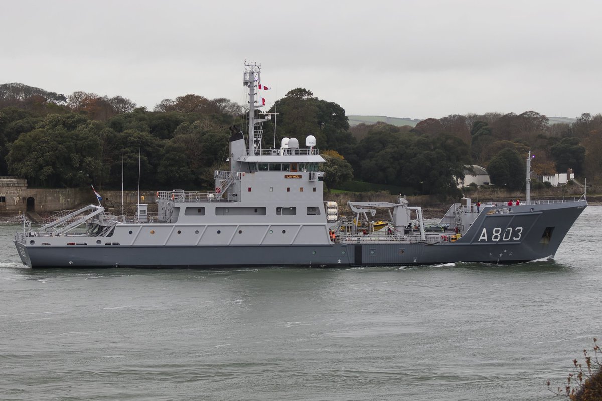 WarshipCam's tweet photo. Royal Netherlands Navy Snellius-class hydrographic survey vessel HNLMS Luymes (A803) coming into Plymouth, England - November 29, 2024 #hnlmsluymes #a803
SRC: TW-@AllanWarships https://t.co/IFPEuYh1RE