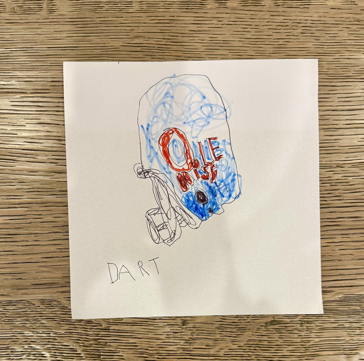 One of my littles came home from the game and drew this for <a href="/JaxsonDart/">Jaxson Dart</a>. ❤️💙🏈